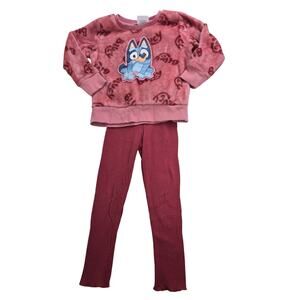 Bluey Toddler Girl 3T Outfit Soft Fuzzy Top & Leggings